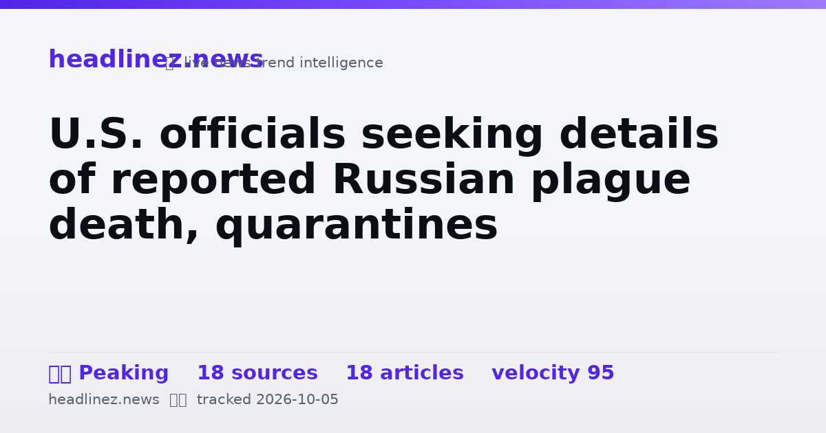 Visual summary for U.S. officials seeking details of reported Russian plague death, quarantines