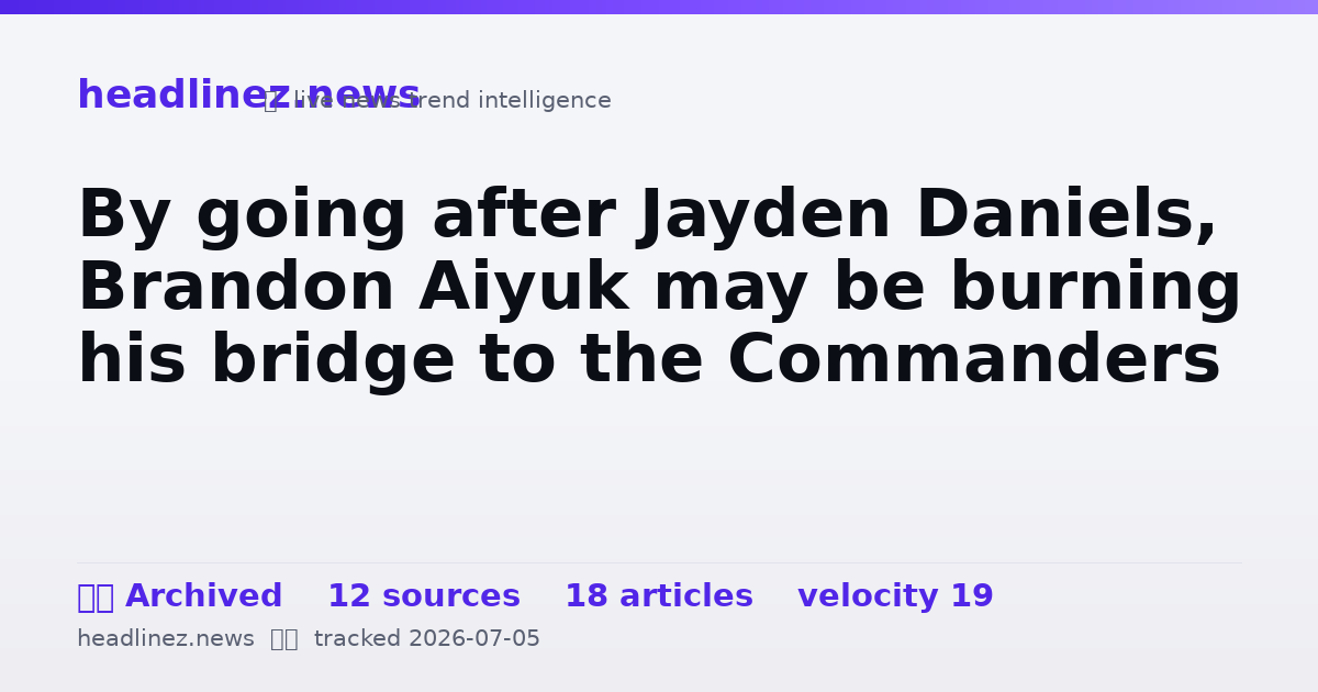Visual summary for By going after Jayden Daniels, Brandon Aiyuk may be burning his bridge to the Commanders