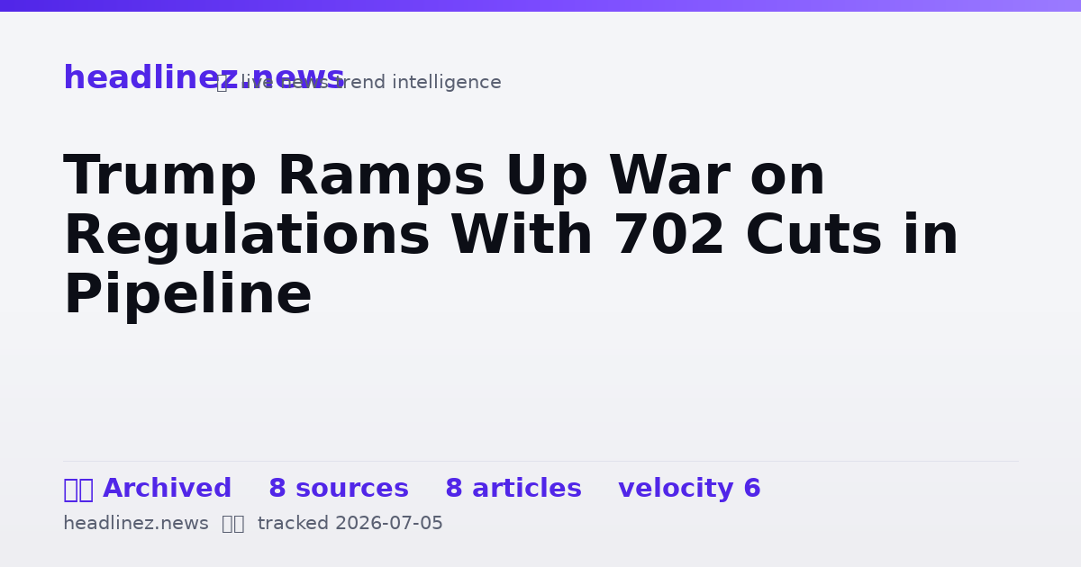 Visual summary for Trump Ramps Up War on Regulations With 702 Cuts in Pipeline