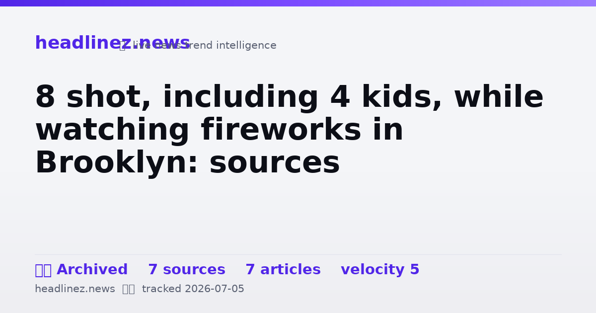 Visual summary for 8 shot, including 4 kids, while watching fireworks in Brooklyn: sources