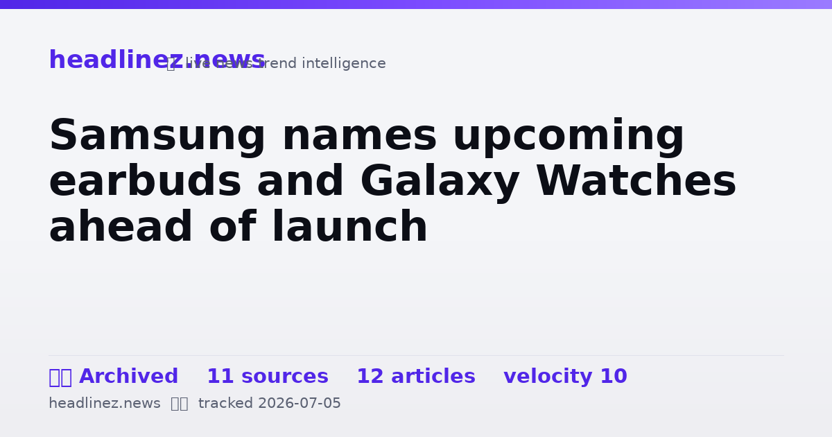Visual summary for Samsung names upcoming earbuds and Galaxy Watches ahead of launch