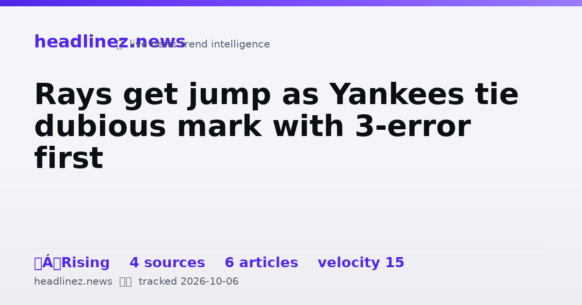 Visual summary for Rays get jump as Yankees tie dubious mark with 3-error first