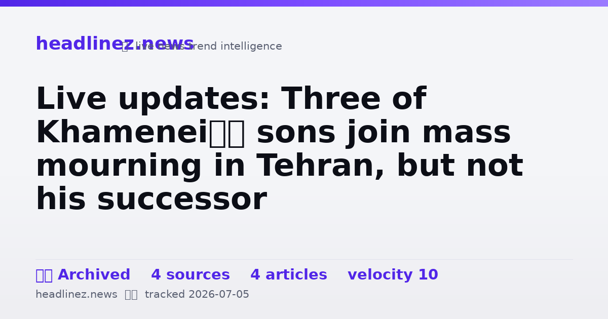 Visual summary for Live updates: Three of Khamenei’s sons join mass mourning in Tehran, but not his successor