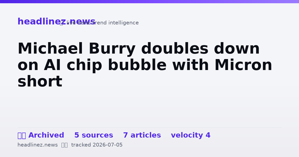 Visual summary for Michael Burry doubles down on AI chip bubble with Micron short