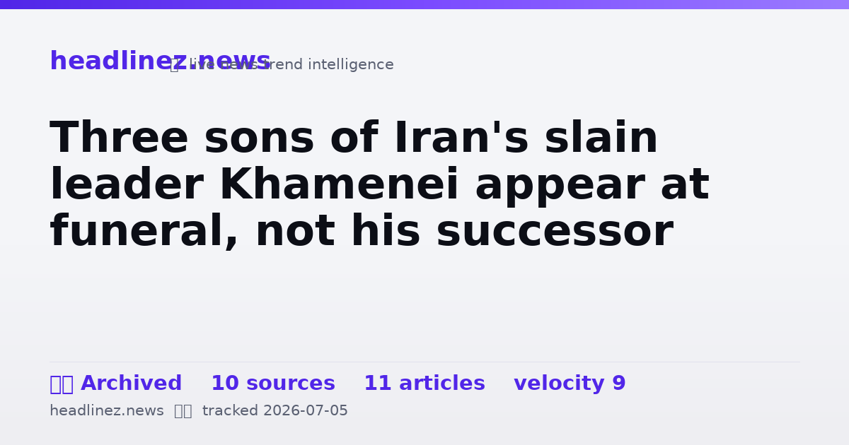 Visual summary for Three sons of Iran's slain leader Khamenei appear at funeral, not his successor