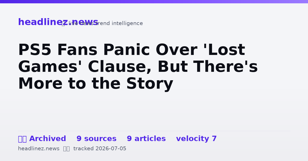 Visual summary for PS5 Fans Panic Over 'Lost Games' Clause, But There's More to the Story