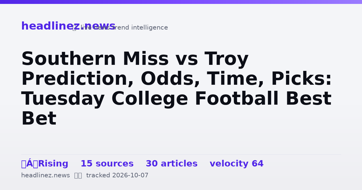 Visual summary for Southern Miss vs Troy Prediction, Odds, Time, Picks: Tuesday College Football Best Bet