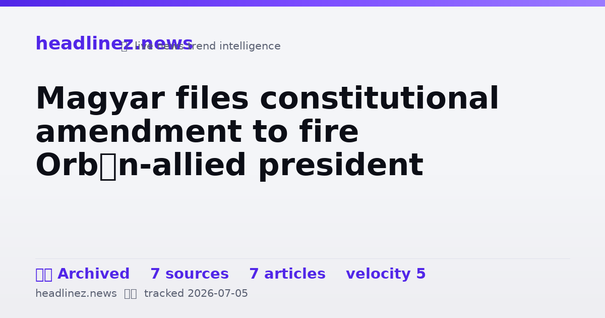 Visual summary for Magyar files constitutional amendment to fire Orbán-allied president