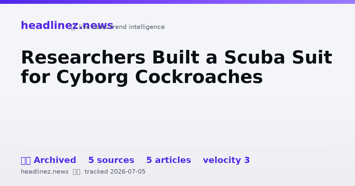 Visual summary for Researchers Built a Scuba Suit for Cyborg Cockroaches