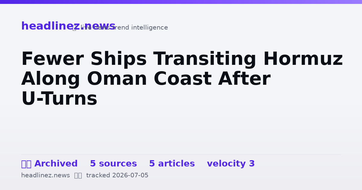 Visual summary for Fewer Ships Transiting Hormuz Along Oman Coast After U-Turns