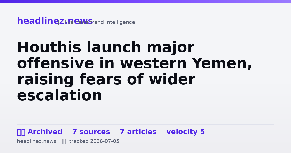 Visual summary for Houthis launch major offensive in western Yemen, raising fears of wider escalation