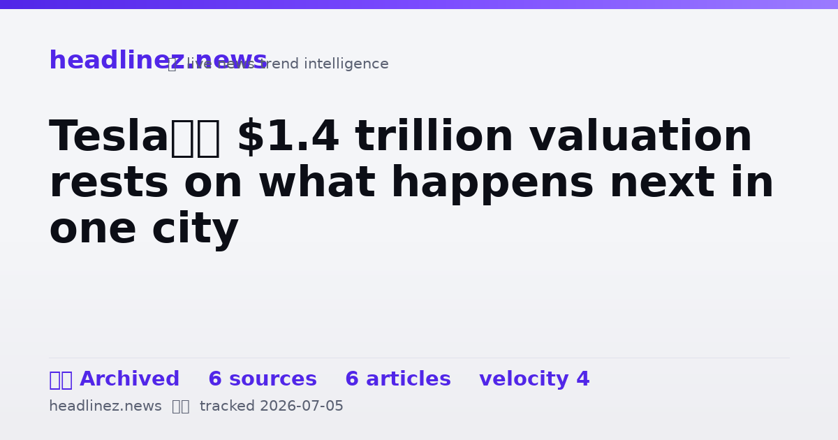 Visual summary for Tesla’s $1.4 trillion valuation rests on what happens next in one city