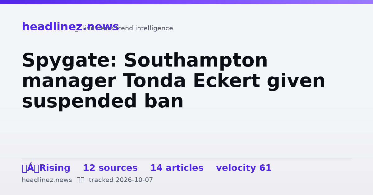 Visual summary for Spygate: Southampton manager Tonda Eckert given suspended ban