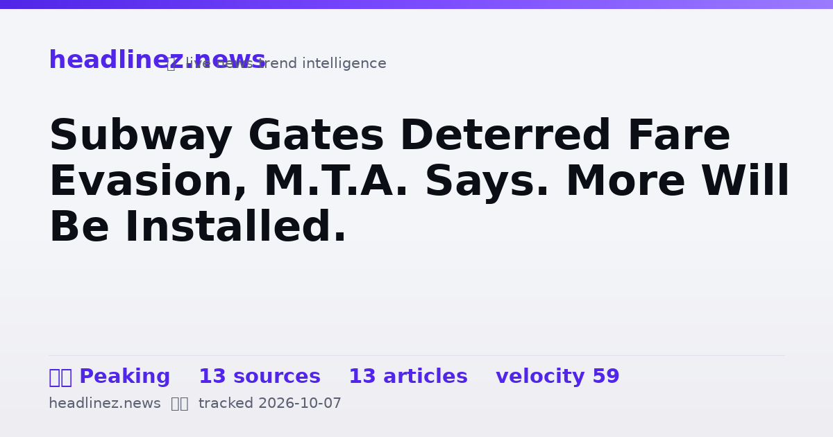 Visual summary for Subway Gates Deterred Fare Evasion, M.T.A. Says. More Will Be Installed.