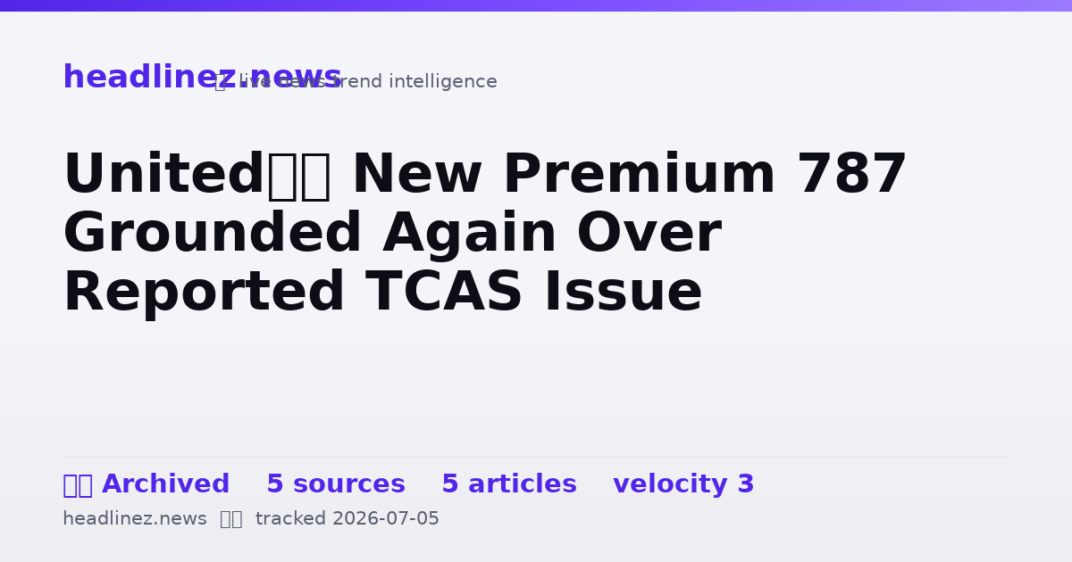 Visual summary for United’s New Premium 787 Grounded Again Over Reported TCAS Issue