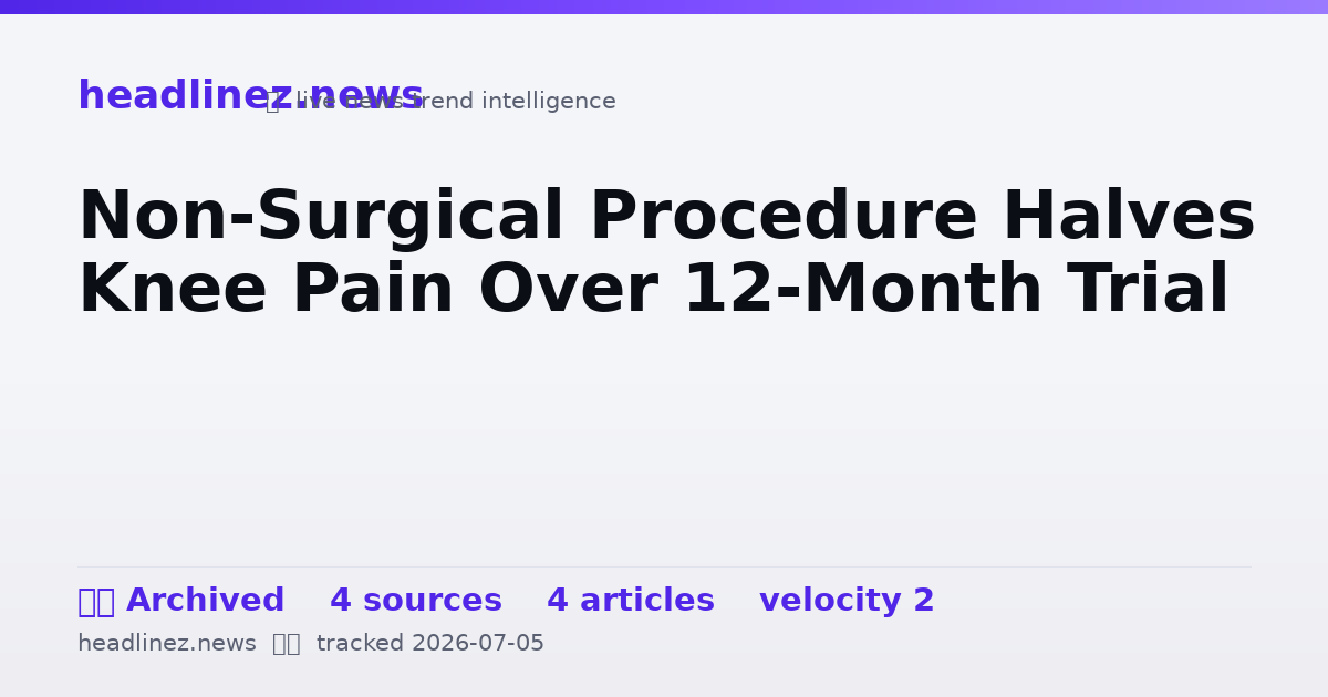 Visual summary for Non-Surgical Procedure Halves Knee Pain Over 12-Month Trial
