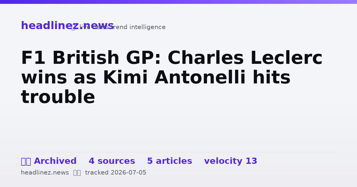Visual summary for F1 British GP: Charles Leclerc wins as Kimi Antonelli hits trouble