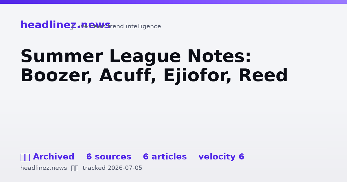 Visual summary for Summer League Notes: Boozer, Acuff, Ejiofor, Reed