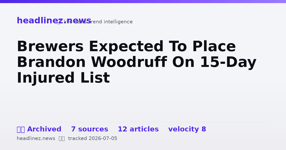 Visual summary for Brewers Expected To Place Brandon Woodruff On 15-Day Injured List