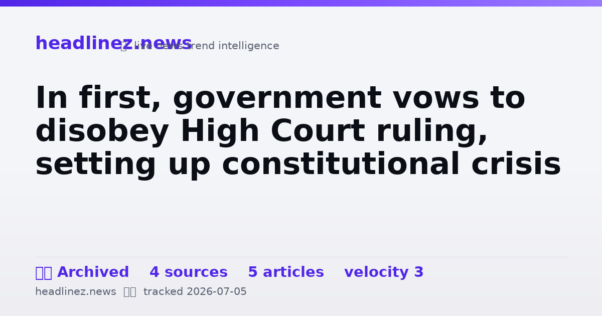 Visual summary for In first, government vows to disobey High Court ruling, setting up constitutional crisis