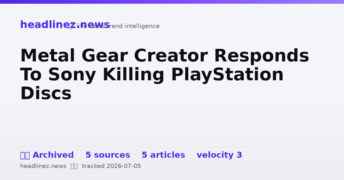Visual summary for Metal Gear Creator Responds To Sony Killing PlayStation Discs