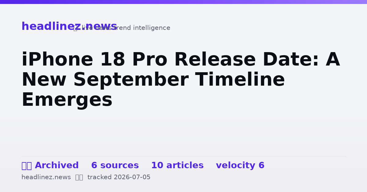 Visual summary for iPhone 18 Pro Release Date: A New September Timeline Emerges