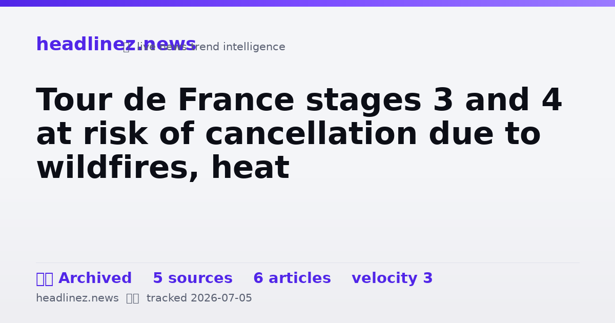 Visual summary for Tour de France stages 3 and 4 at risk of cancellation due to wildfires, heat