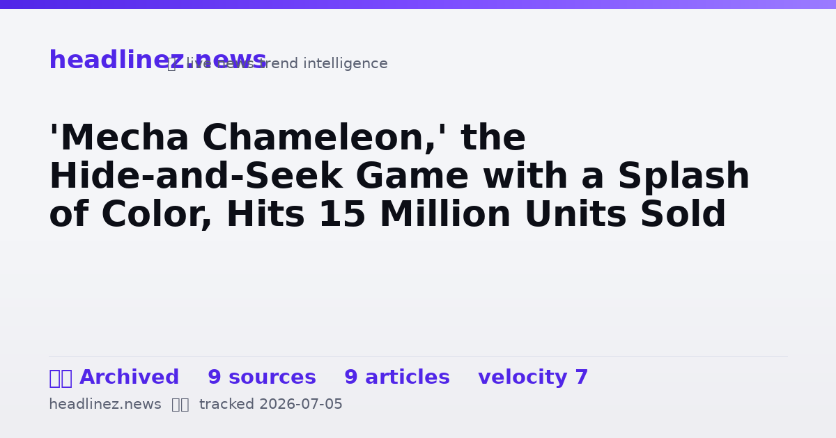 Visual summary for 'Mecha Chameleon,' the Hide-and-Seek Game with a Splash of Color, Hits 15 Million Units Sold