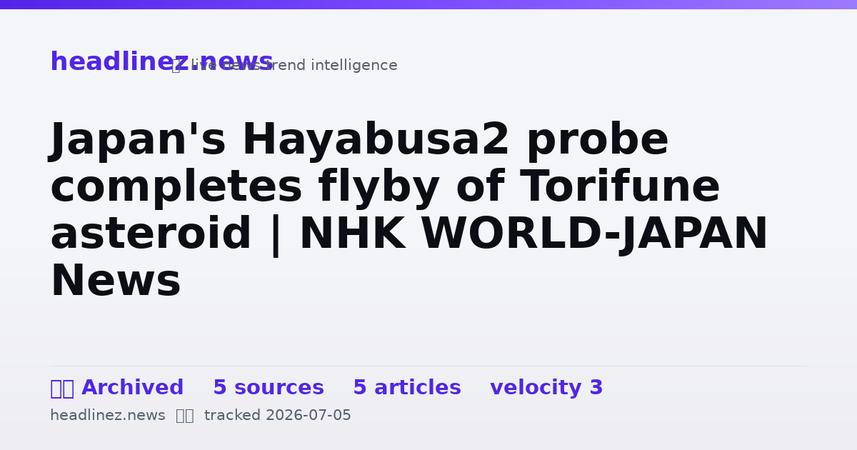 Visual summary for Japan's Hayabusa2 probe completes flyby of Torifune asteroid | NHK WORLD-JAPAN News