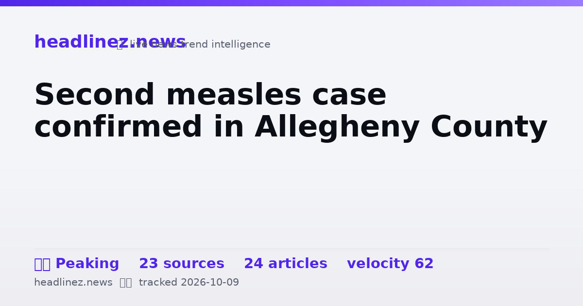 Visual summary for Second measles case confirmed in Allegheny County
