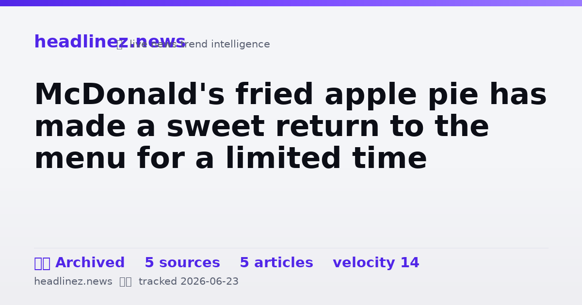 Visual summary for McDonald's fried apple pie has made a sweet return to the menu for a limited time