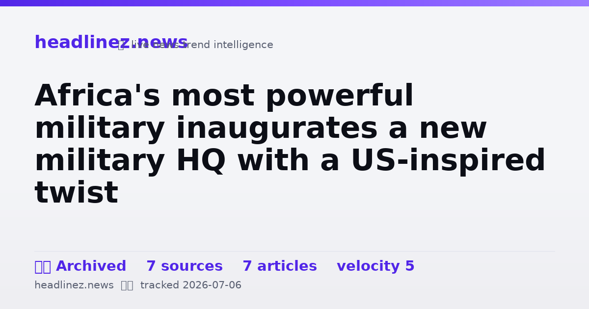 Visual summary for Africa's most powerful military inaugurates a new military HQ with a US-inspired twist