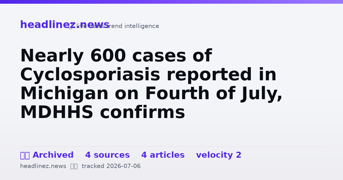 Visual summary for Nearly 600 cases of Cyclosporiasis reported in Michigan on Fourth of July, MDHHS confirms