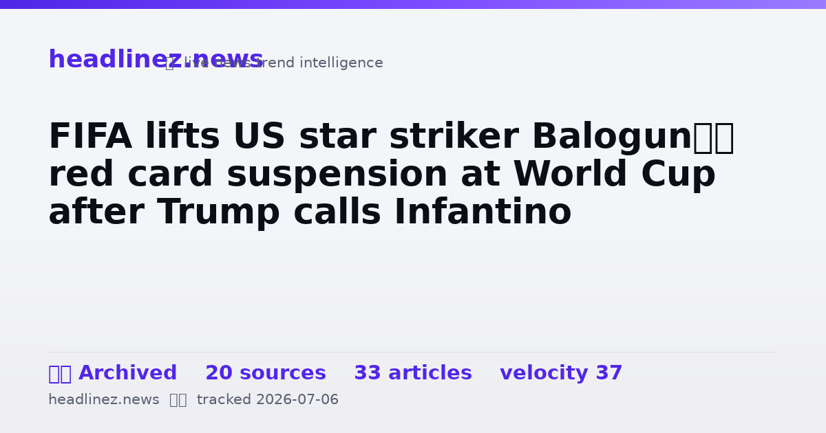 Visual summary for FIFA lifts US star striker Balogun’s red card suspension at World Cup after Trump calls Infantino