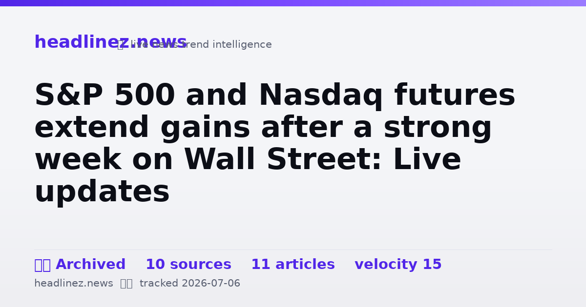 Visual summary for S&P 500 and Nasdaq futures extend gains after a strong week on Wall Street: Live updates