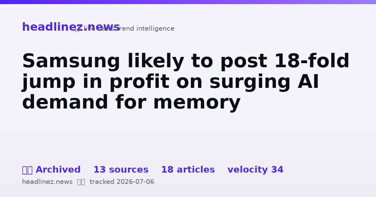 Visual summary for Samsung likely to post 18-fold jump in profit on surging AI demand for memory