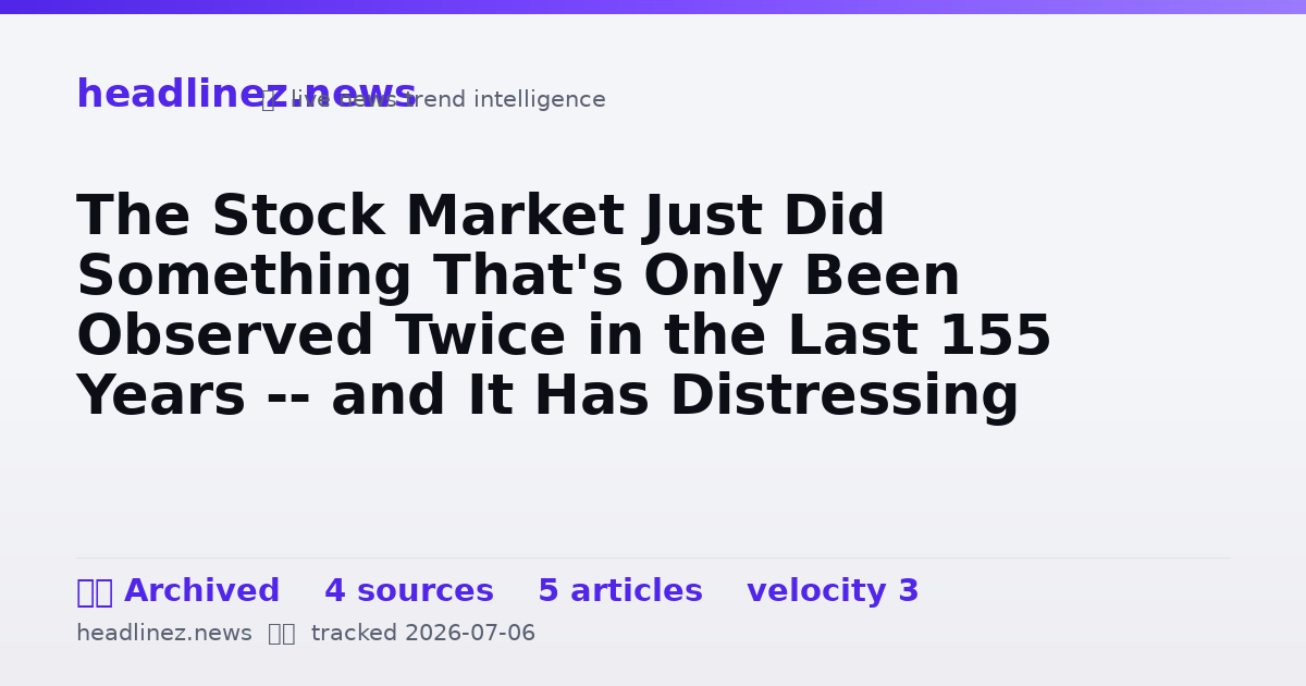 Visual summary for The Stock Market Just Did Something That's Only Been Observed Twice in the Last 155 Years -- and It Has Distressing Implications for Wall Street