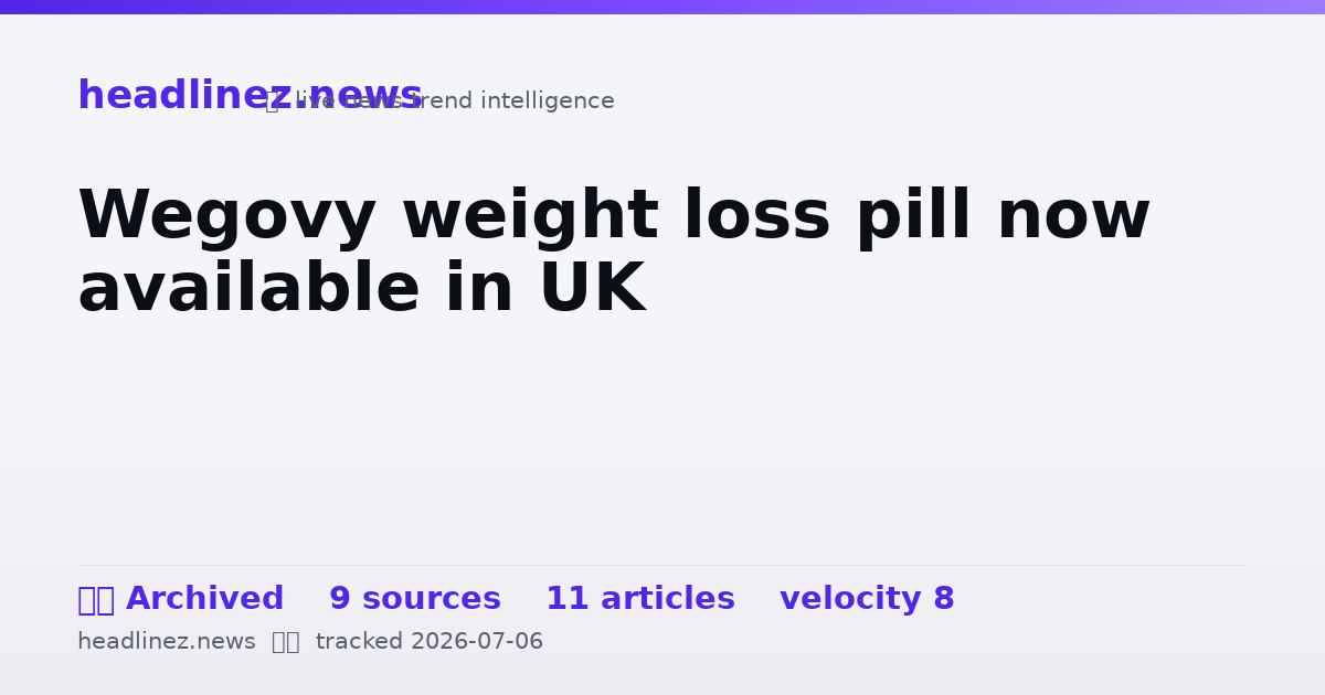 Visual summary for Wegovy weight loss pill now available in UK