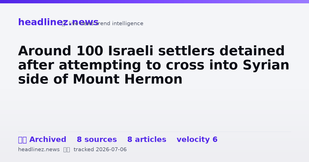 Visual summary for Around 100 Israeli settlers detained after attempting to cross into Syrian side of Mount Hermon