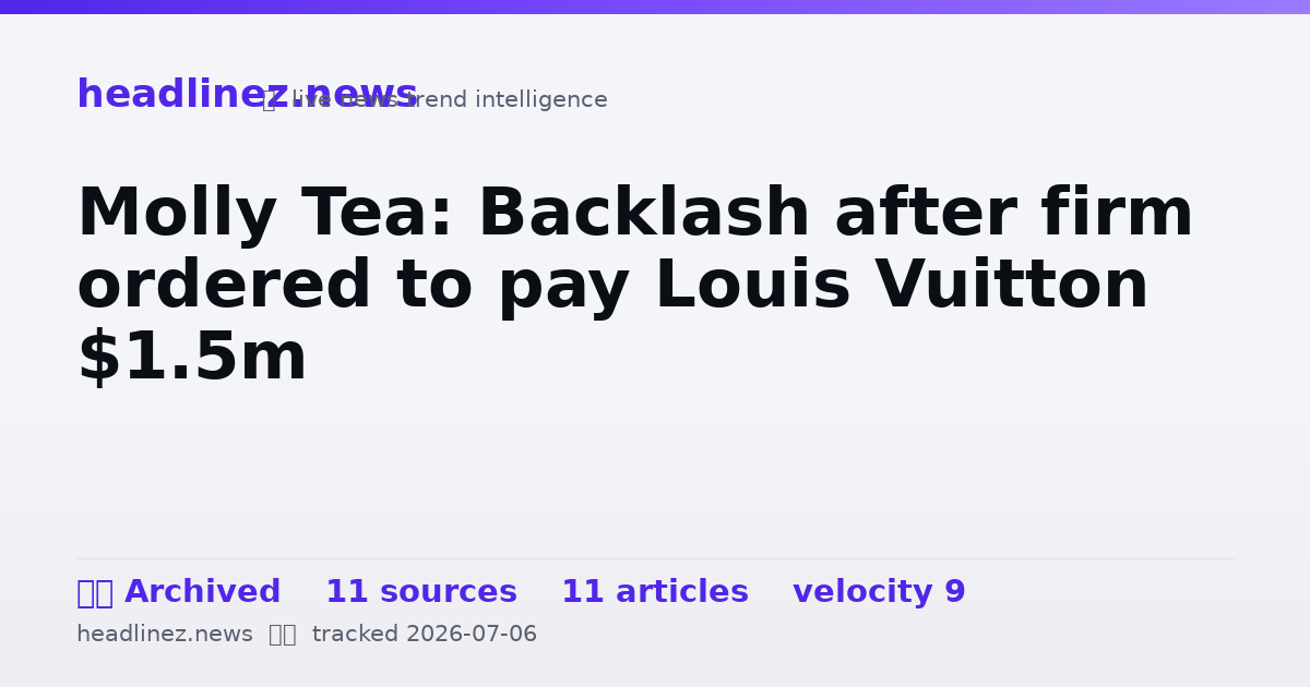 Visual summary for Molly Tea: Backlash after firm ordered to pay Louis Vuitton $1.5m