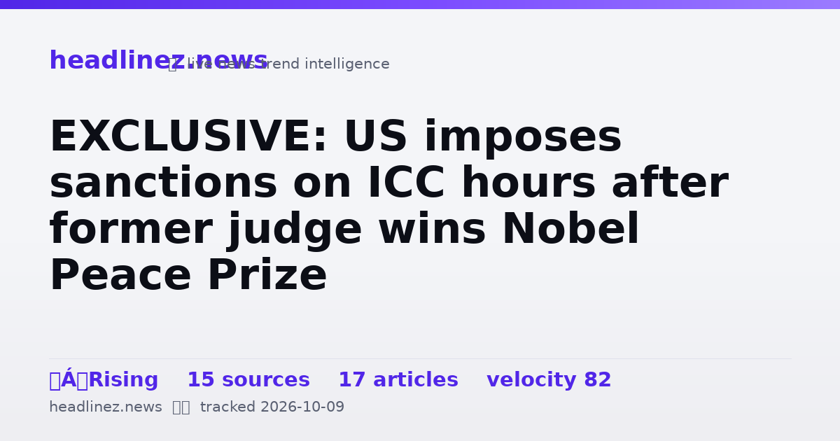 Visual summary for EXCLUSIVE: US imposes sanctions on ICC hours after former judge wins Nobel Peace Prize
