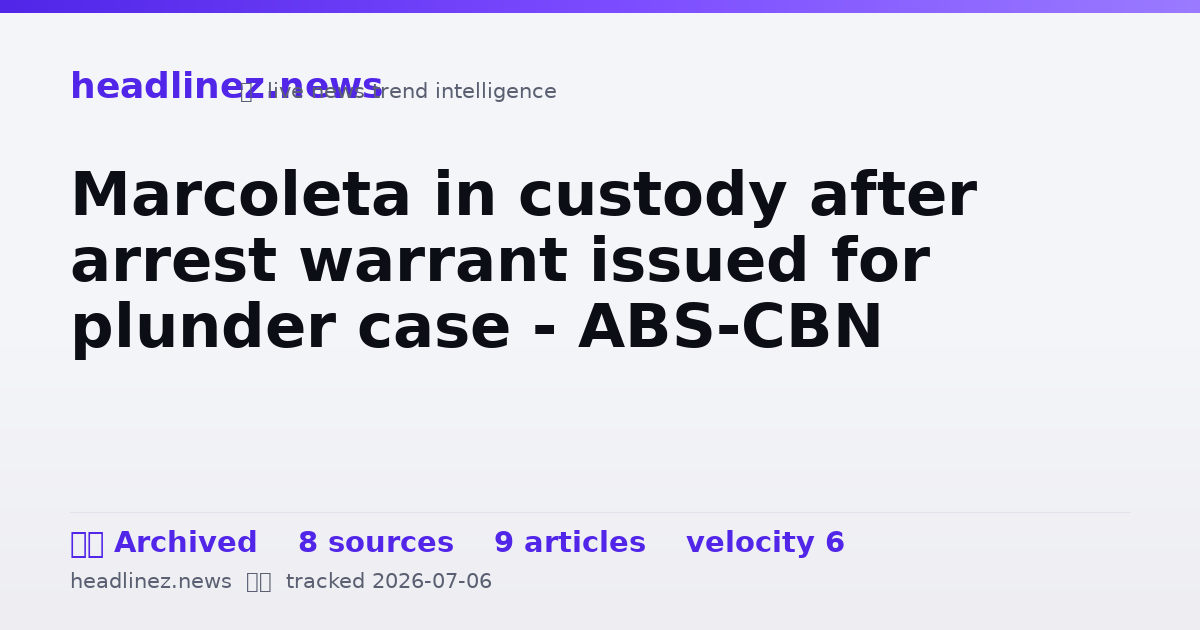 Visual summary for Marcoleta in custody after arrest warrant issued for plunder case - ABS-CBN
