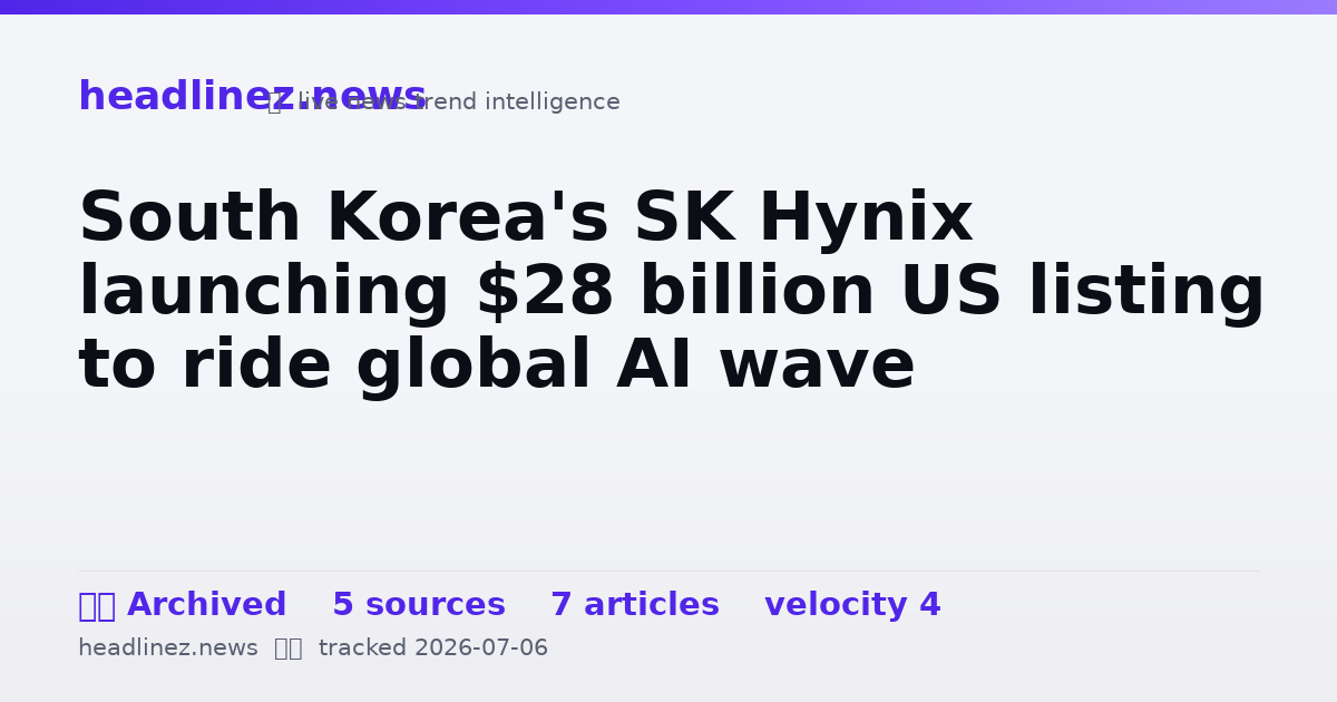 Visual summary for South Korea's SK Hynix launching $28 billion US listing to ride global AI wave