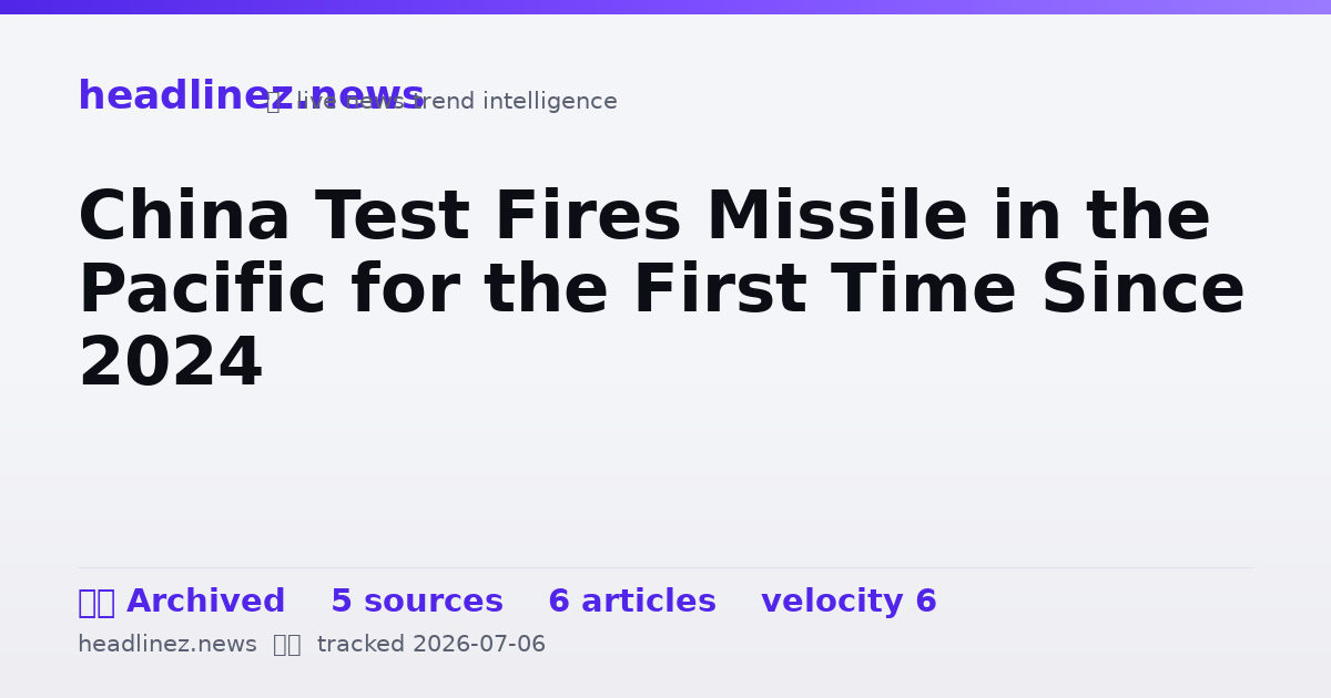 Visual summary for China Test Fires Missile in the Pacific for the First Time Since 2024