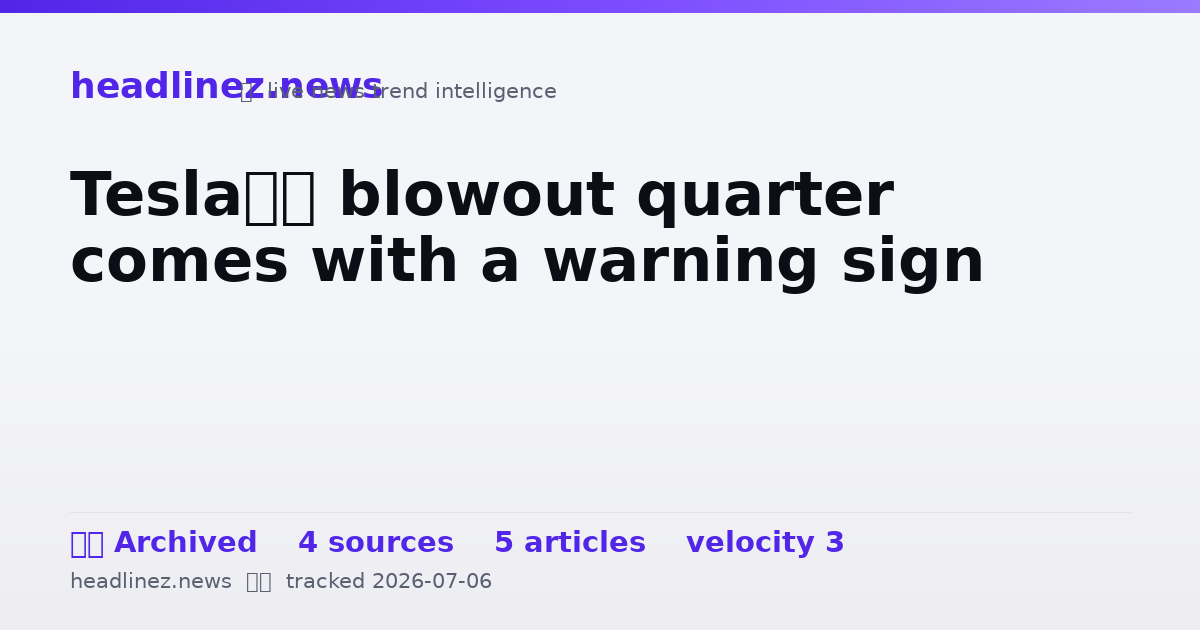 Visual summary for Tesla’s blowout quarter comes with a warning sign
