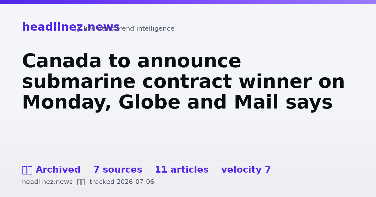 Visual summary for Canada to announce submarine contract winner on Monday, Globe and Mail says