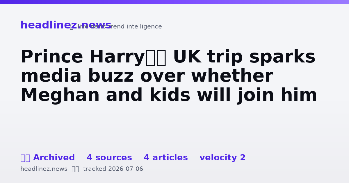 Visual summary for Prince Harry’s UK trip sparks media buzz over whether Meghan and kids will join him
