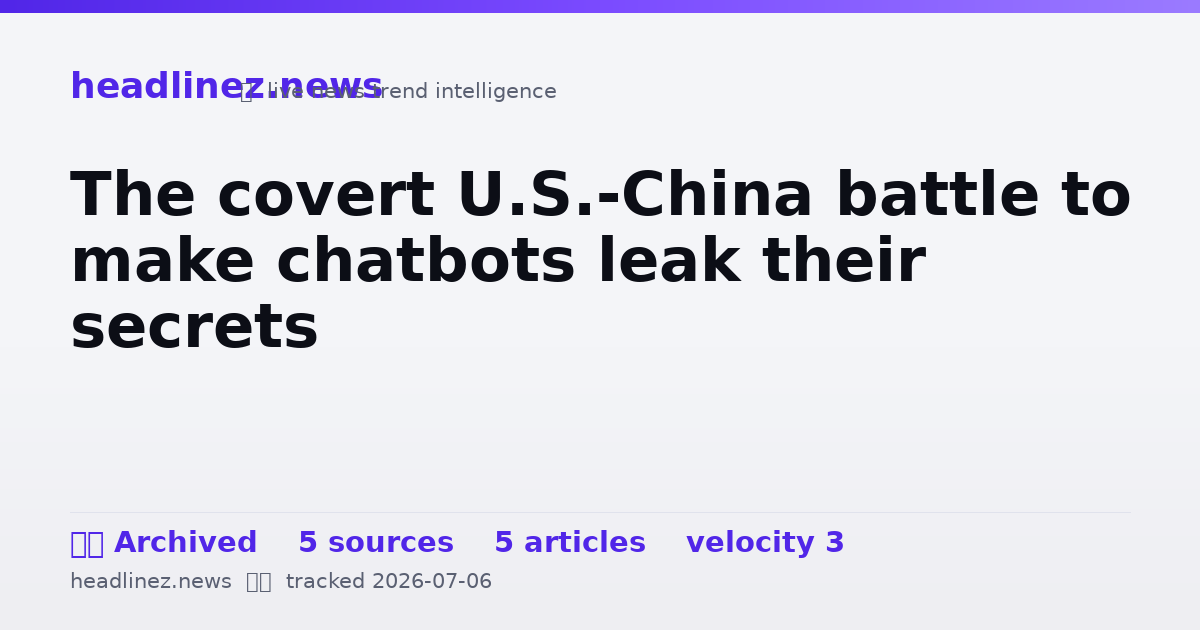 Visual summary for The covert U.S.-China battle to make chatbots leak their secrets