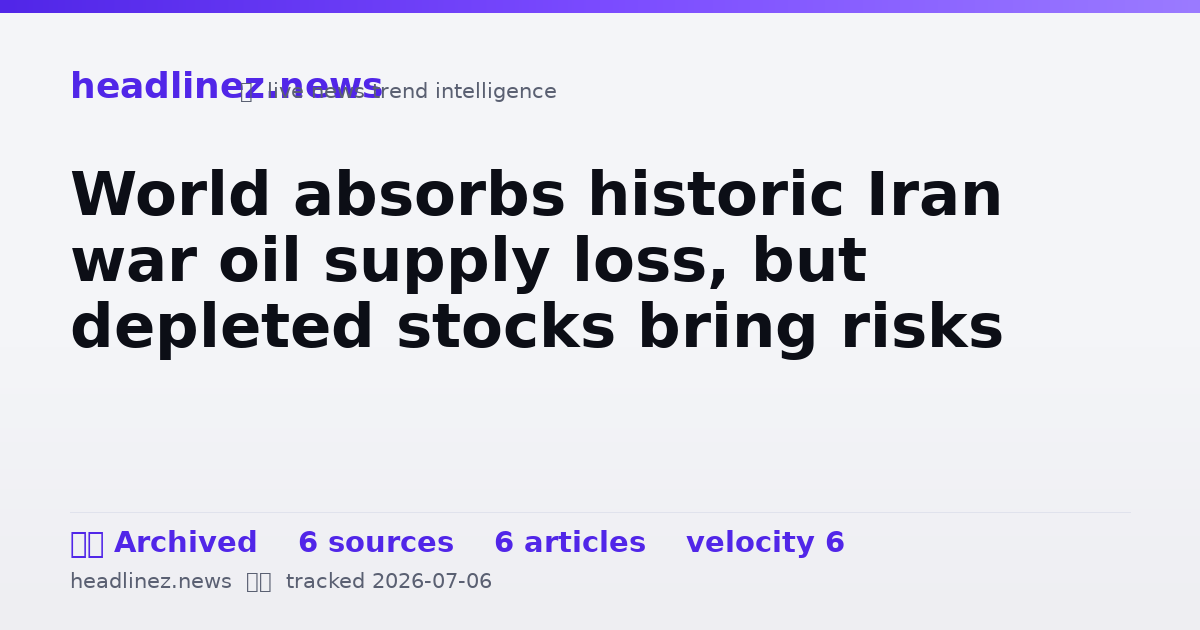 Visual summary for World absorbs historic Iran war oil supply loss, but depleted stocks bring risks