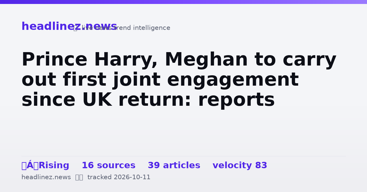 Visual summary for Prince Harry, Meghan to carry out first joint engagement since UK return: reports